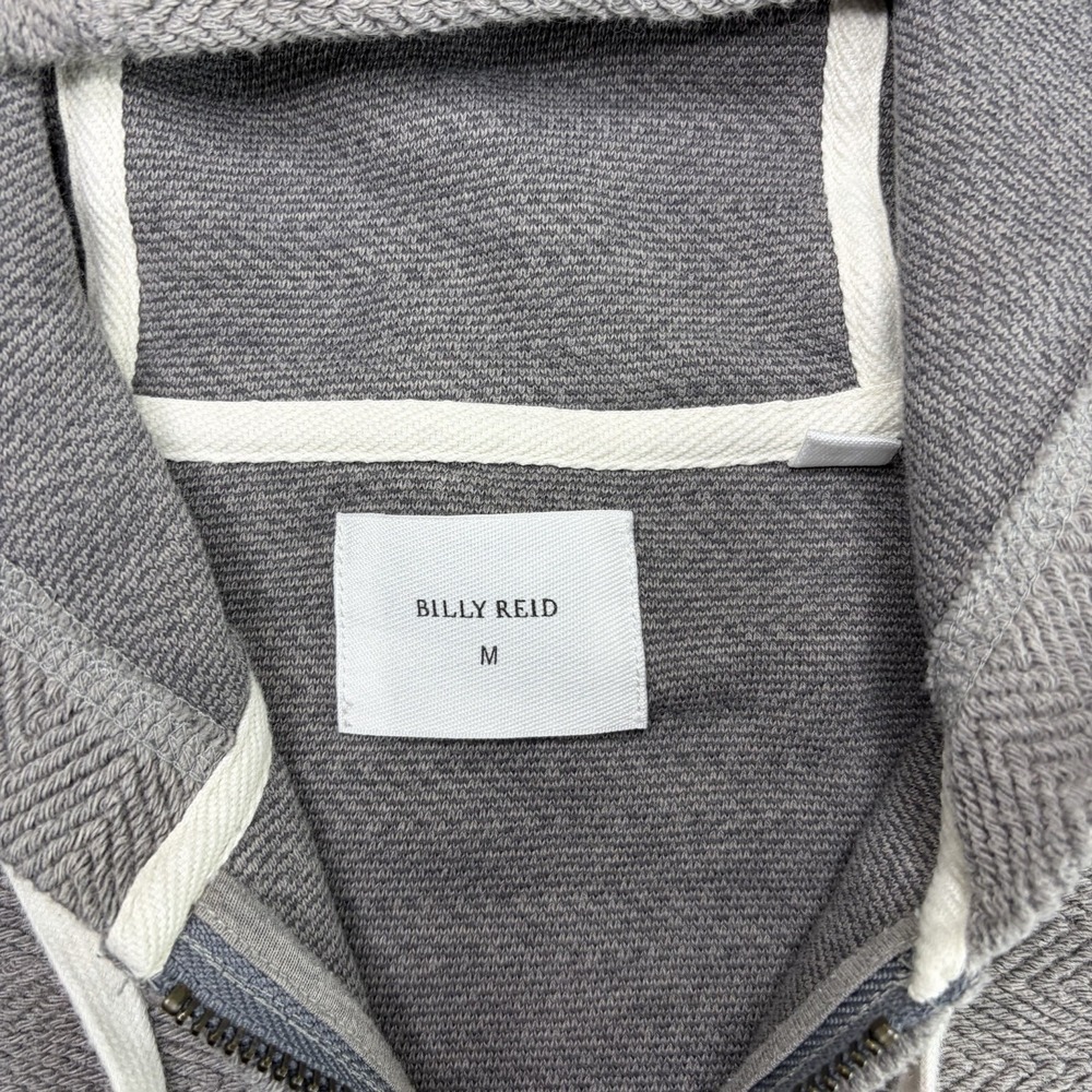 Billy Reid Full Zip Chevron Hoodie Sweatshirt Mens Medium Gray Drawstring - Picture 3 of 6